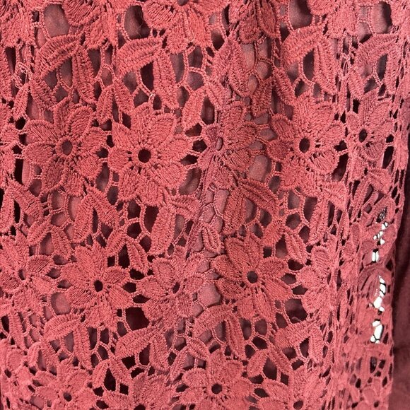 LOFT Burgundy Knit Top Size M Women's Long Sleeve Sweater Blouse Casual Workwear - Picture 3 of 9